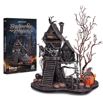 Piececool 3D Puzzles for Adult Shadowvale Manor Puzzles 3D Metal Model Kit Building Blocks for Halloween Decoration Best Gift