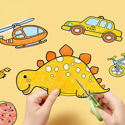 12M Giant Coloring Scroll Kids Doodle Jumbo Drawing Toy Animals Dinosaur Vehicles Food Painting Paper Roll Educational DIY Gift