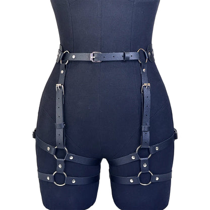 Women's Fashion Sexy Street Style Harness Belt Cool Punk Rock PU Leather Belt Gothic Exotic Clothing Accessorie for Party