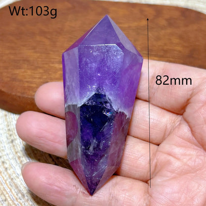 Natural Crystal Two Color Amethyst Double Point Tower Healing Rainbow High Quality Gemstones Energy Home Decorations Gift
