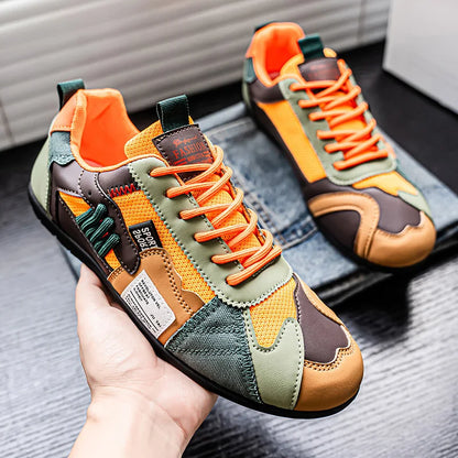 Men's Trendy Black and Gray Color-Blocked Mesh Breathable Casual Sports Shoes, Summer Thin Retro Forrest Gump Shoes, Lightweight Soft-Soled Shock-Absorbing Non-Slip Versatile Wear-Resistant Men's Shoes