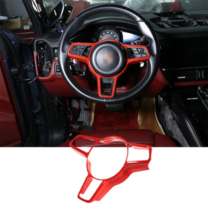 For Porsche Macan Cayenne Panamera 718 911 918 ABS Matt Black Texture Interior Steering Wheel Cover Trim Interior Accessories