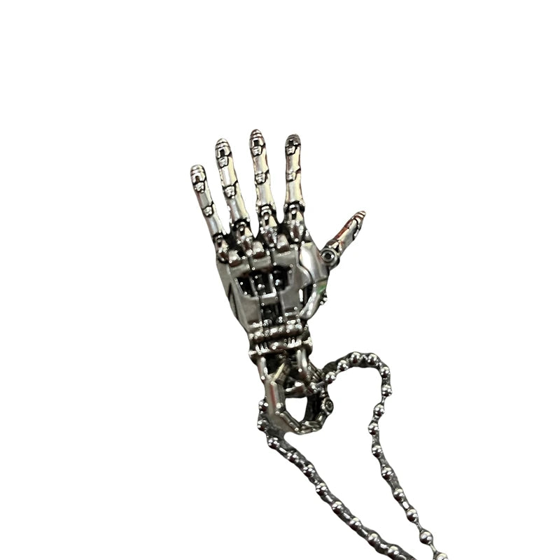 5cm Robot Hand Collectible Mechanical Bionic Hand With Chain Movable Finger Joints Hand Charm Display Gifts Pendant Ornament
