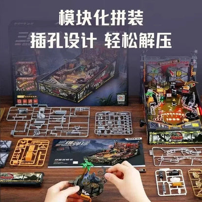 Dinosaur Lab Pinball Machine DIY Wooden Assembly Model With Light Sound Effect Desktop Arcade Game 3D Puzzle Collectible Gift