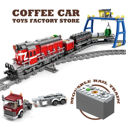 High-tech City Power Train Blocks Toys Track Moving Locomotive Model Building Kit Railway Cars MOC Bricks Friend Christmas Gifts