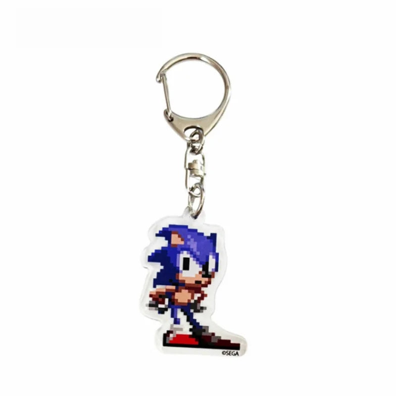 Knuckles Eggman Pixel Art 5cm Acrylic Keychain Classic Character Pendant Metal Clasp Backpack Charm Decor Ornament For Lovers