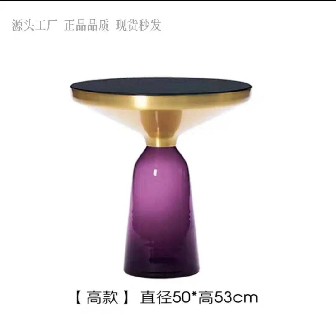 Modern Light Luxury Glass Coffee Table Creative Living Room Balcony Colorful High-end Table on The New Nordic High-end