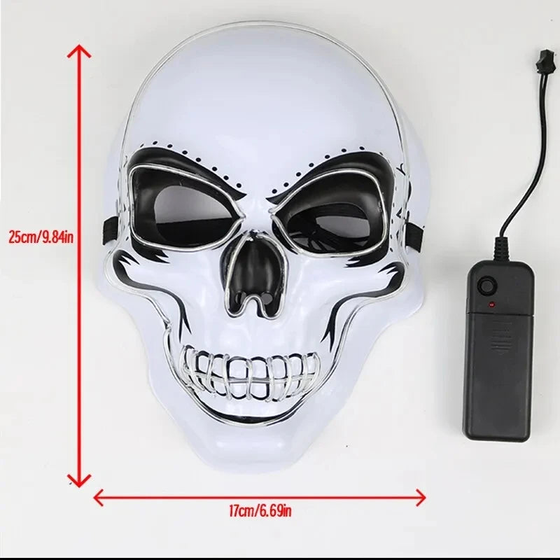 Halloween Adult Purification Mask LED Glowing Skull Terror Mask Cold Light Mask Role Playing Masquerade Ball