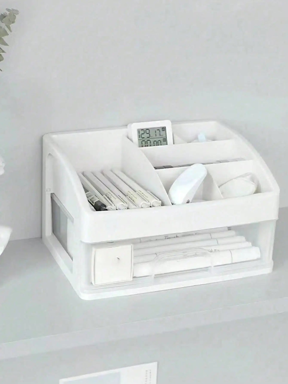 1pc large capacity cosmetic case organizer, dust-proof waterproof jewelry box, cosmetics storage box, multi-layer shelf display,