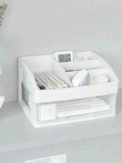 1pc large capacity cosmetic case organizer, dust-proof waterproof jewelry box, cosmetics storage box, multi-layer shelf display,