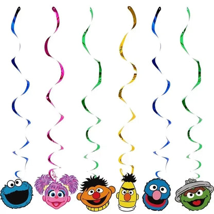 Cartoon Sesames  Street Birthday Party Decor Elmo and Friends Theme Tablecloth Plate Balloon Set Cake Decor Baby Shower