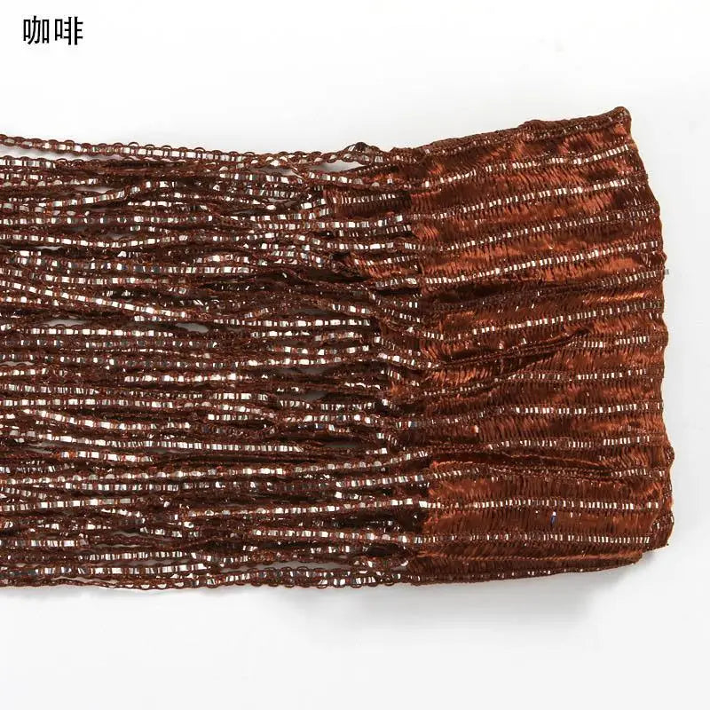 1pcs/set 100x200cm Premium Glitter String Curtain with Silver Ribbon & Sparkling Fringe - Decorative Window/Room Curtain + Rod