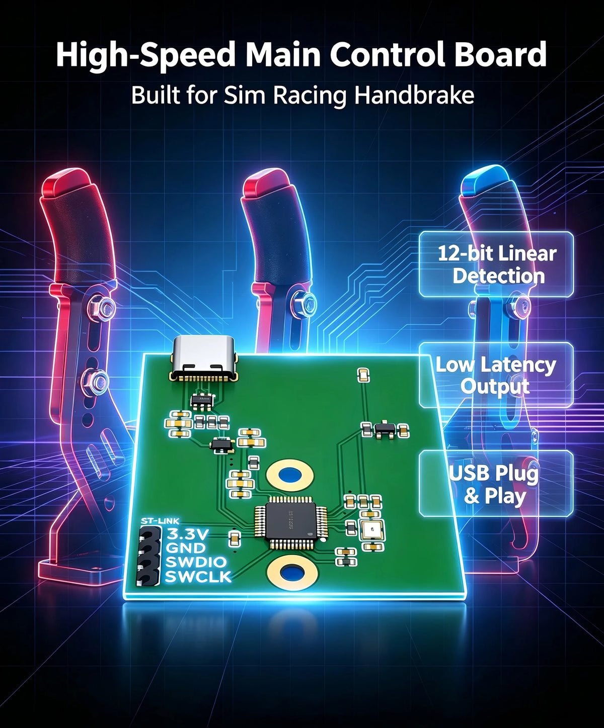 Hall Effect Sim Racing Handbrake Linear USB PC Drift Brake for ETS2 Assetto Corsa Compatible with SimRuito Paddock