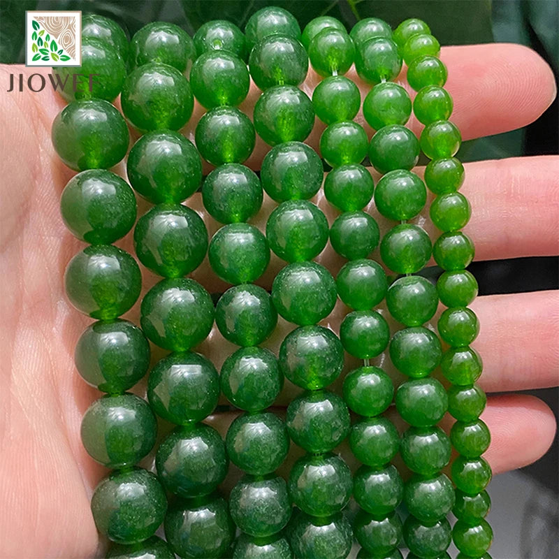 Green Taiwan Jades Chalcedony Round Loose Natural Stone Beads for Jewe ...