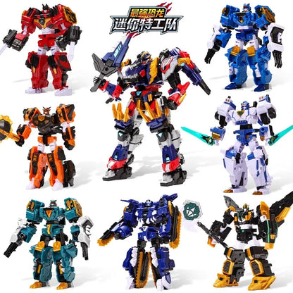 New Miniforce 8 Super Dinoid Transform Combined Mecha Robot Action Figures Toys Mini Force Rex Battle King Deformation Model Toy