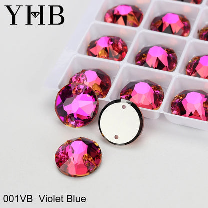 YHB Top Quality XIRIUS Glass Crystal AB Moonlight Sewing Stones Flatback Sew on Rhinestones For Garment Clothes Bags
