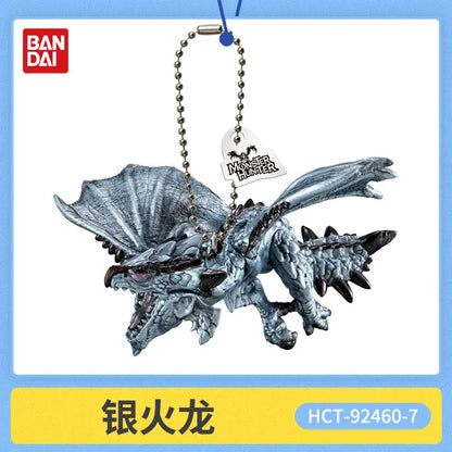 Bandai Capcom Monster Hunter Rathalos Pvc Figure Keychain Backpack Bag Pendant Collectible Hanging Charm For Adult Collectors