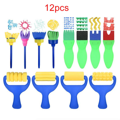 Painting Sponge Roller Brush Kits Children Drawing Toys Graffiti DIY Tool Early Education Toy Parent-child Interaction Toy TMZ