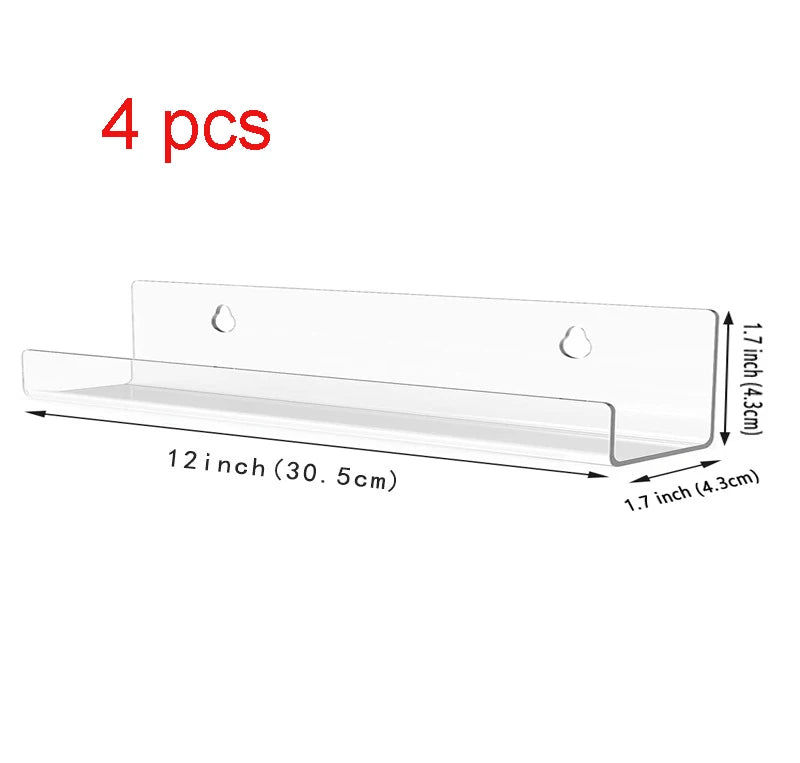 2/4/6/8pcs Clear Vinyl Record Shelf Wall Mount Holder Wall Acrylic Album Record Holder Display Your Daily LP For Home Decor