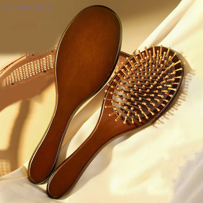 1Pcs Natural Sandalwood Massage Brush Soft Cushion Round Smooth Hair Comb Teeth For Scalp Health