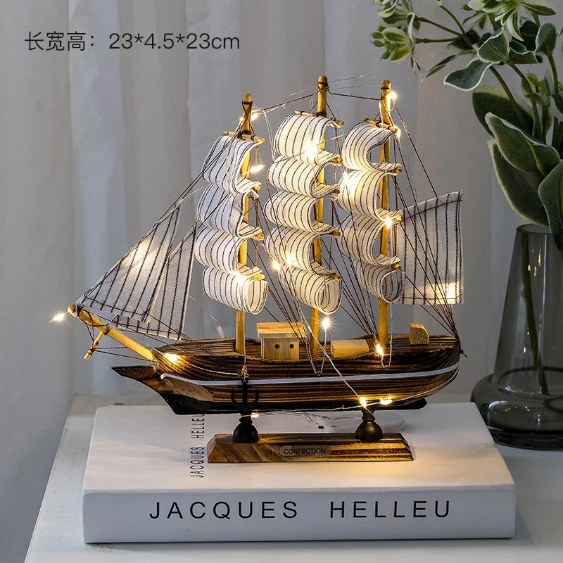 Wooden Sailboat Model Handcrafted Coastal Nautical Decor Table Centerpiece For Living Room Office Desk Gift For Adults And Teens