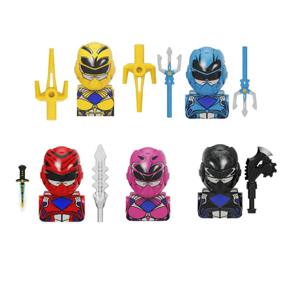 Powered Movie Rangers Mini Building Blocks Red Yellow Green Soliders Warrior Mighty Morphin Action Figures Toys Kids Gifts