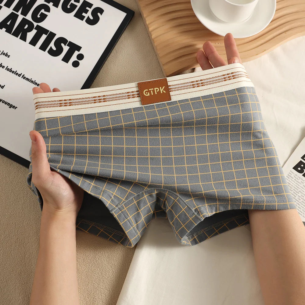 1/3PCS 95% Cotton Classtic Plaid Women's Lingerie Breathable Mesh Crotch Underwear Arrival Soft High Elastic Lingerie for Woman