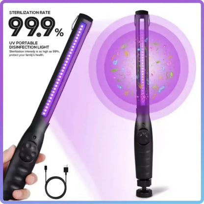 30 LED UV Sterilizer Lamp Rechargeable Handheld Ultraviolet Disinfection Bactericidal Lamp UVC Germicidal Light for Home Office