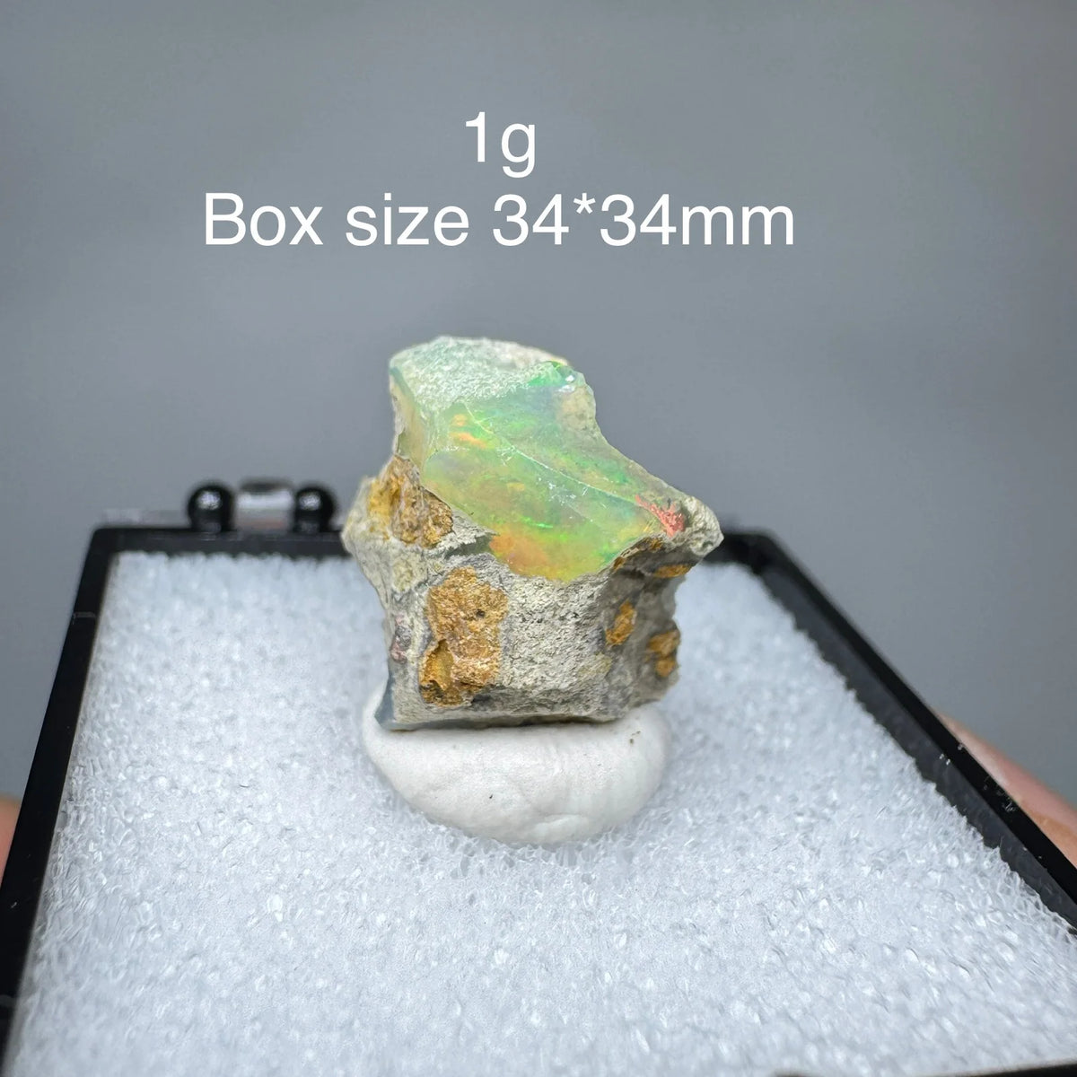 Natural Rare Colorful Ethiopia Opal (No Need Water) Gem Mineral Specimen Box Size:34X34mm (Need Lighting) Sunlight Best