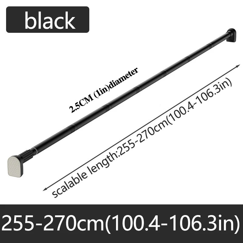 Adjustable Stainless Steel Shower Curtain Rod Clothes Drying Rack No-Drill Telescopic Pole for Laundry Room Bathroom