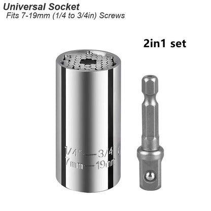 Universal Socket Wrench Head Set Sleeve Gadget 7-19mm Power Drill Adapter Spanner Key Nut Magic Grip Multi Hand Tools multitool
