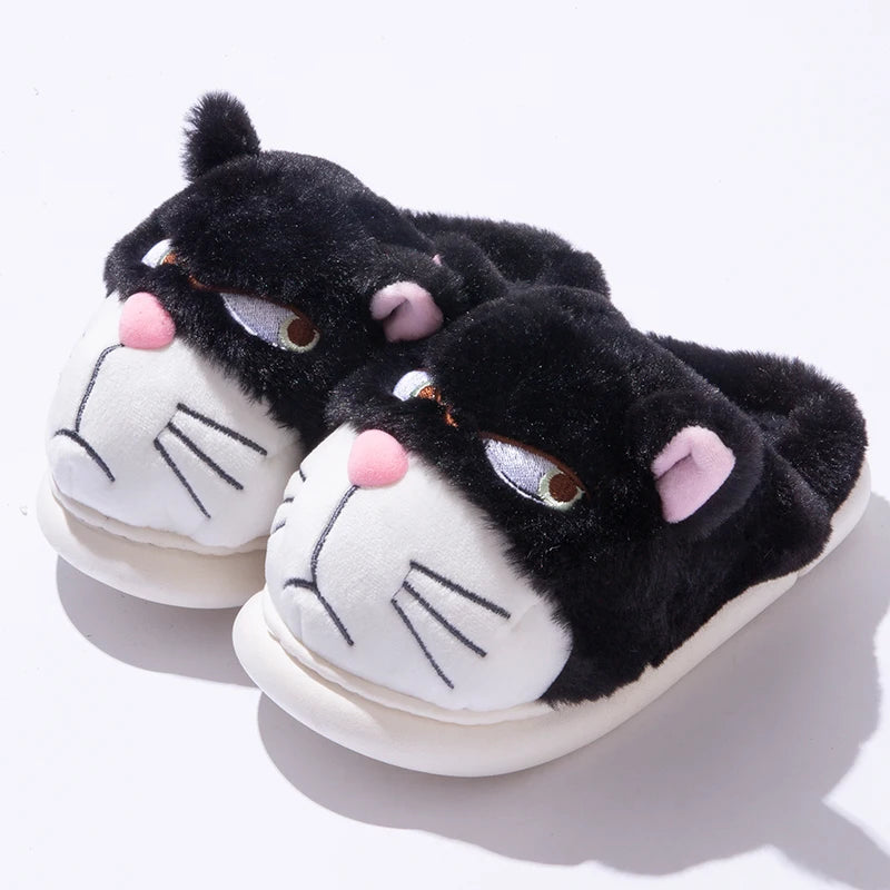Fluffy Slippers Women House Cute Cartoon Casual Winter Designer Shoes Girls Home Flats Elegant Plush Fashion Footwear Large Size