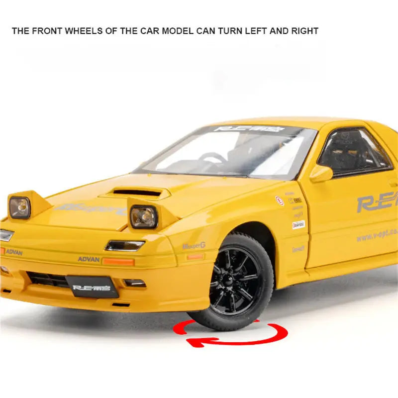 1:24 Mazda RX7 Alloy Sports Car Model Diecasts Metal Toy Racing Vehicles Car Model Simulation Sound and Light Childrens Toy Gift