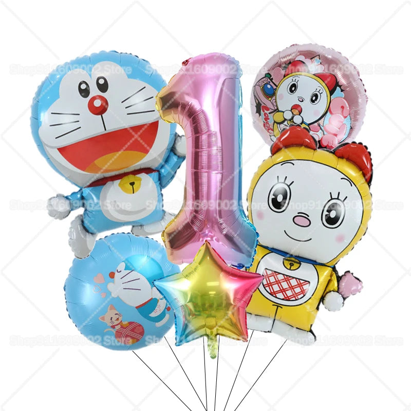 Doraemons Number 1-10 Balloons Girls Boys Birthday Decorations Baby Shower Gender Reveal Balloon Party Supplies Kids Toys Gift