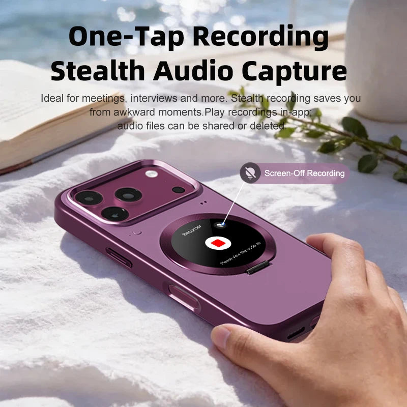 For iPhone 18 Pro Max Smart Phone Case with Smart Display Customizable Photos Videos One-click Recording Touch Window on Back