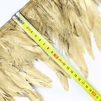 1 Meter Gold Rooster Feather Trim 15-20cm Natural Silver Feathers for DIY Wedding Plumes Dress/Skirt Sewing Accessories Ribbon