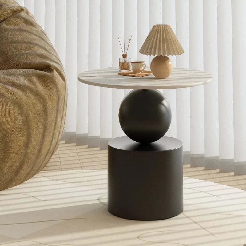 Light Luxury Simple Round Coffee Table Creative Sofa Side Few Livingroom Corner Few Balcony Round Table Cream Wind Bedside Table