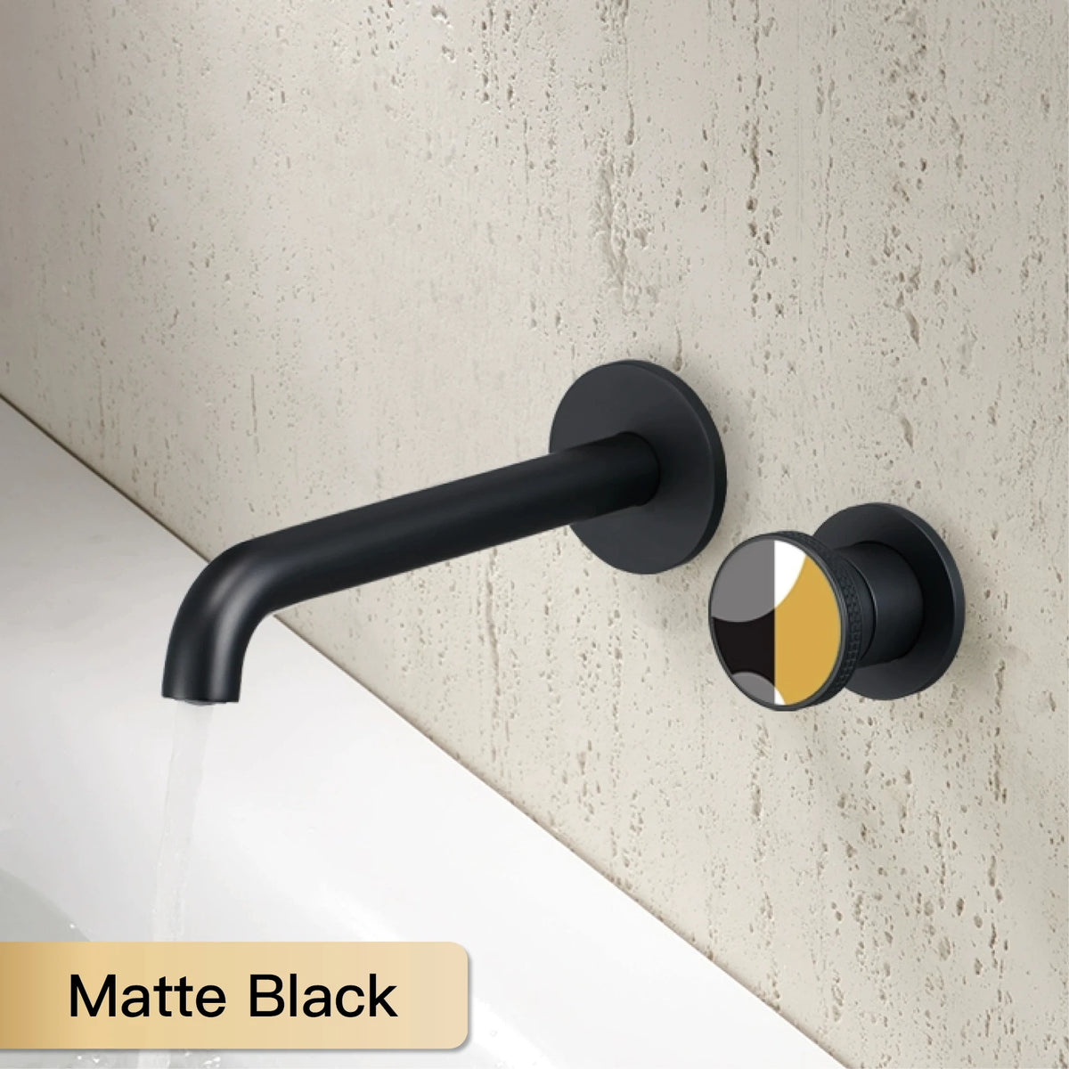 Modern luxury gun gray brass bathroom faucet with wall mounted design, cold and hot dual control, simple basin faucet