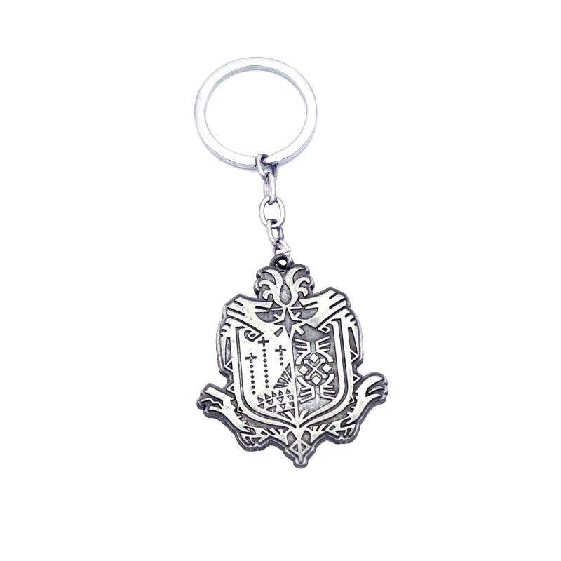 5cm/1.96in Monster Hunter Peripheral Keychain World Hunter Guild Logo Greatsword Bow Taijutsu Sword Exterminating Dragon Pendant