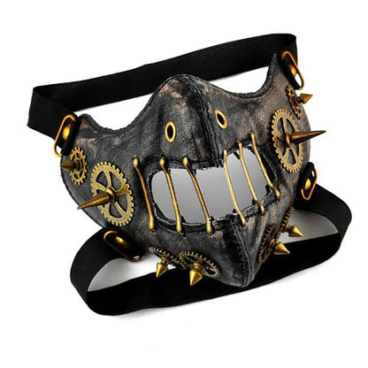 PU leather Steampunk Mask Party ProtectiveMask Cosplay Gear Nail Retro Gothc LeatherMask Innovative Scary Face cover for party