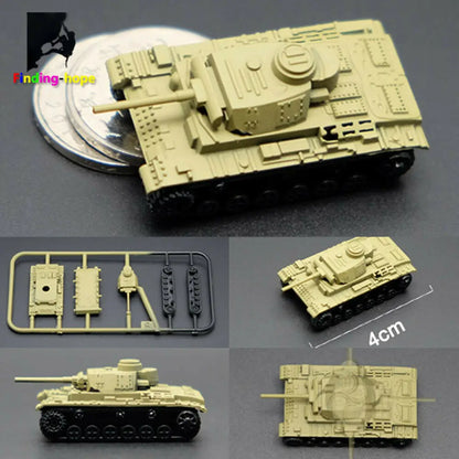 1/144 Scale 4D Assemble Tank Model Panzerkampfwagen T-34/85 AMX-30MAIN Building Bricks World War Military Army Battle Tank