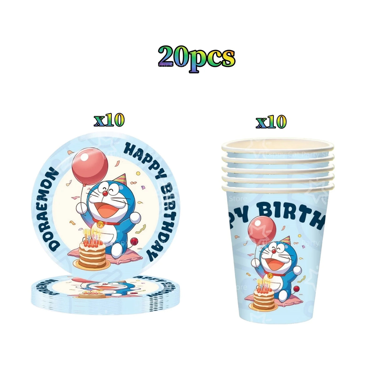 Cartoon Doraemoned Birthday Party Decoration Tableware Cup Plate Tablecloth Napkin Backdrop Cartoon Cat Party Favors Supplies