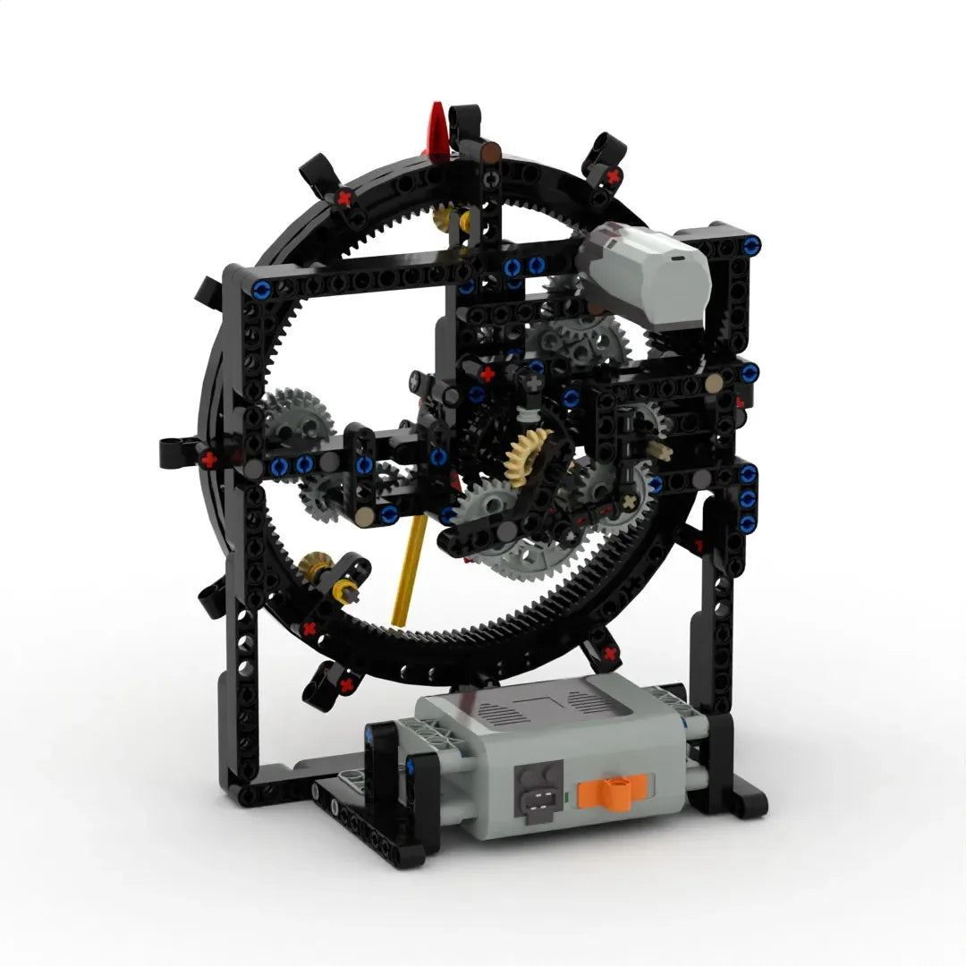 MOC electric mechanical clock building blocks, gears, construction machinery, model assembly, mainspring pendulum,