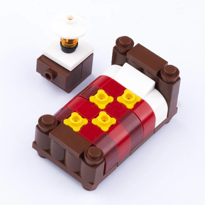 Medieval Scene Building Blocks Castle Street View Winery Tavern Loom Stove Leather Drying Rack Shooting Range Cannon Bricks Toys