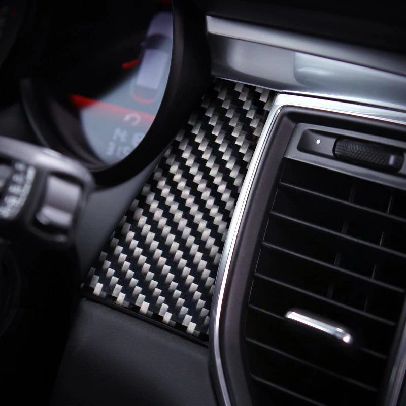 Car Styling For Porsche macan 2014-20 Carbon fiber Center Console Air outlet Dashboard Covers Stickers Interior Auto Accessories