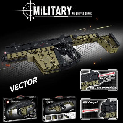 MOC VECTOR SMG Weapon Building Blocks Tactical Military Gun Model Bricks DIY Shootable Rifle Toys Kids Xmas Gifts Delta Force