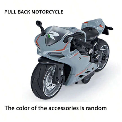 1:12 Scale Die-Cast Alloy Motorcycle Toy with Real Engine Sound & LED Light Effects - Friction-Powered Crash-Resistant Ride-On T