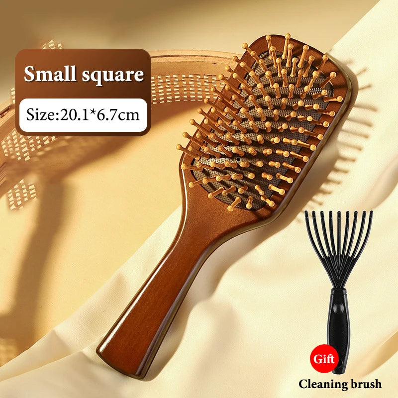 1Pcs Natural Sandalwood Massage Brush Soft Cushion Round Smooth Hair Comb Teeth For Scalp Health