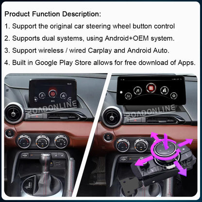 10.25 Multifunction 4-Way Motion Joystick For Mazda Miata MX-5 MX5 ND 2016-2020 Car Multimedia Player GPS Stereo Radio Head Unit