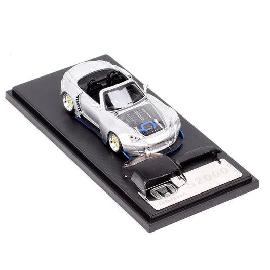 Rhino RM 1/64 Scale Honda S2000 Widebody Roadster Car Model Toy Vehicles Silver Collectibles Childrens Thumbnails Acylic Box